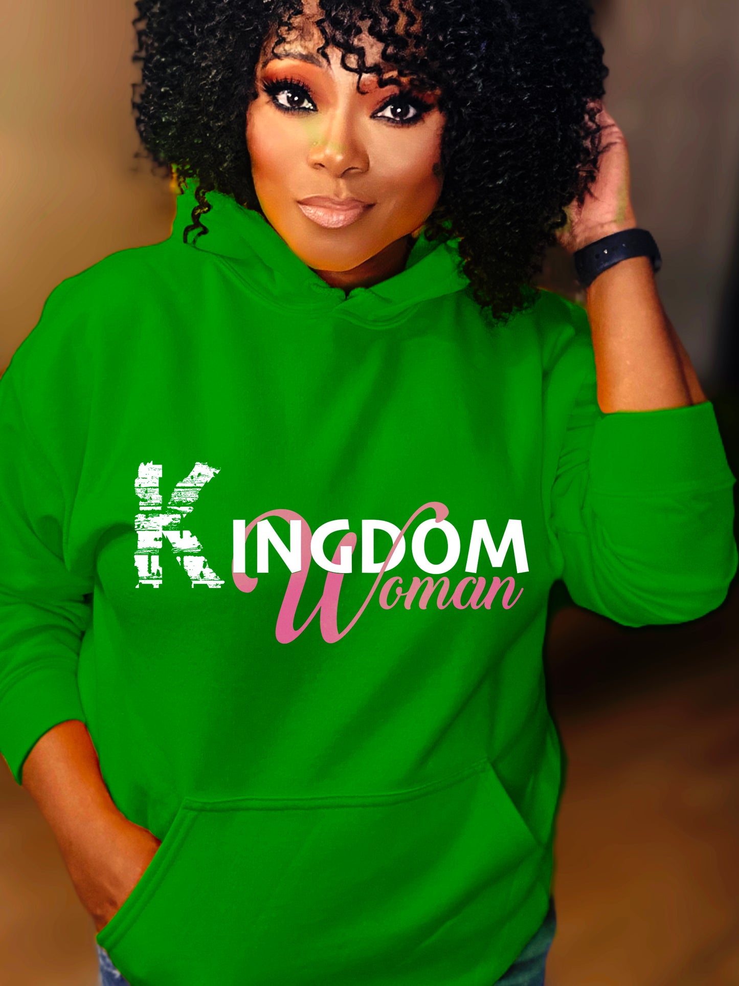 Kingdom Woman White Logo Hoodie