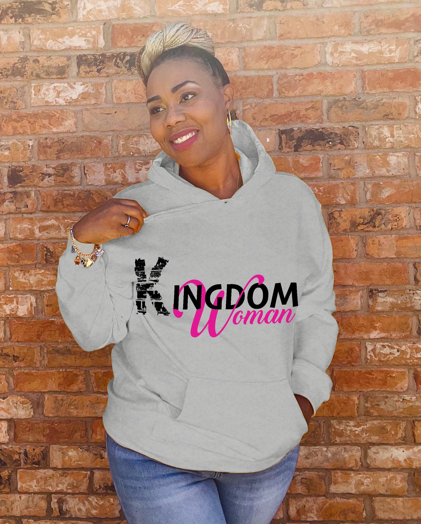 Kingdom Woman Black Logo Hoodie