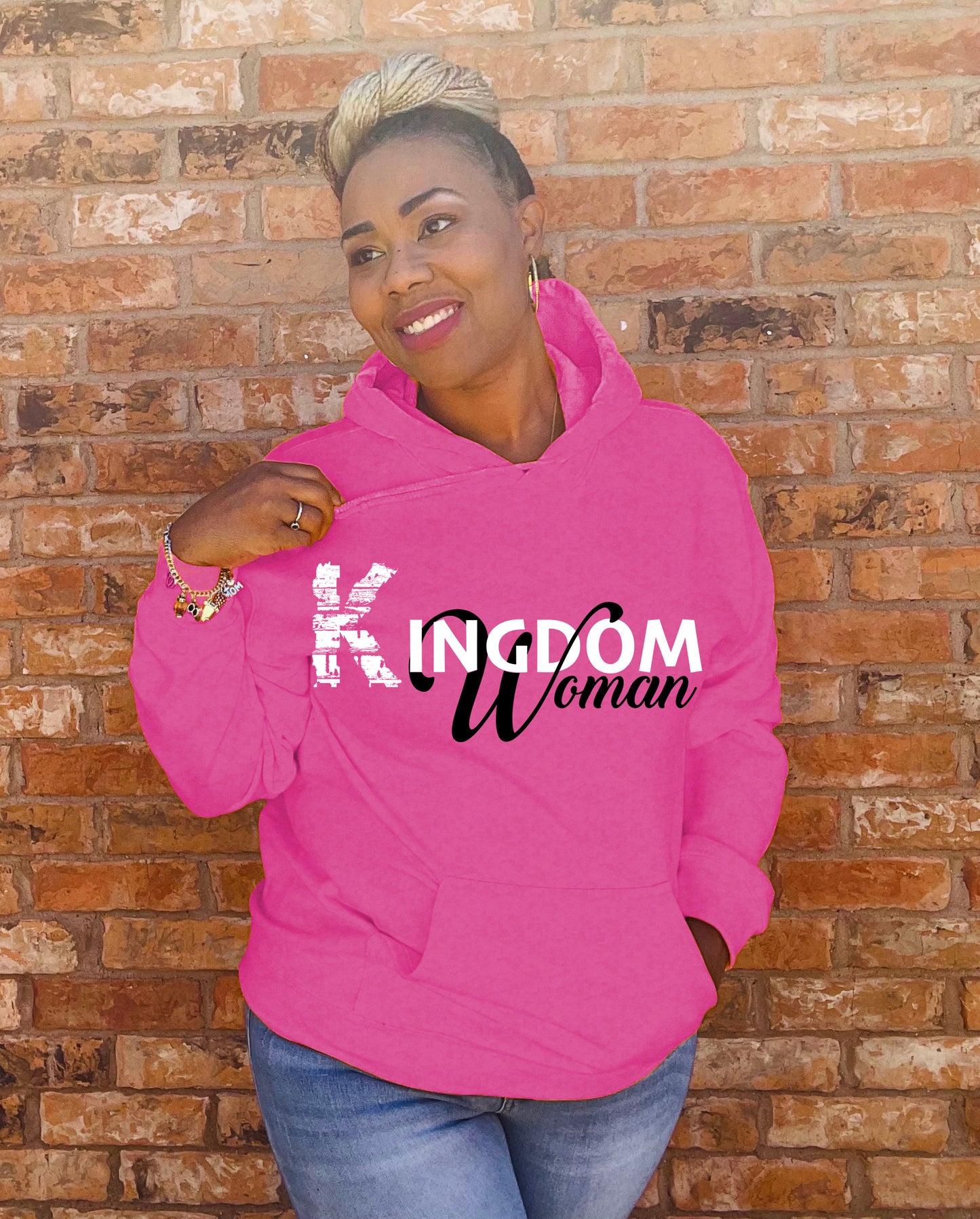 Kingdom Woman White Logo Hoodie